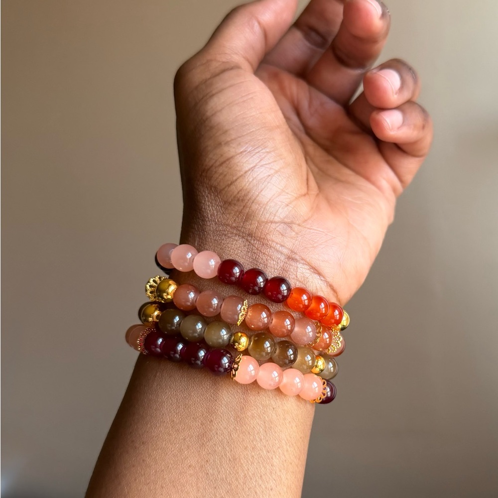 Vibrant Beaded Bracelet Set with Gold Accents